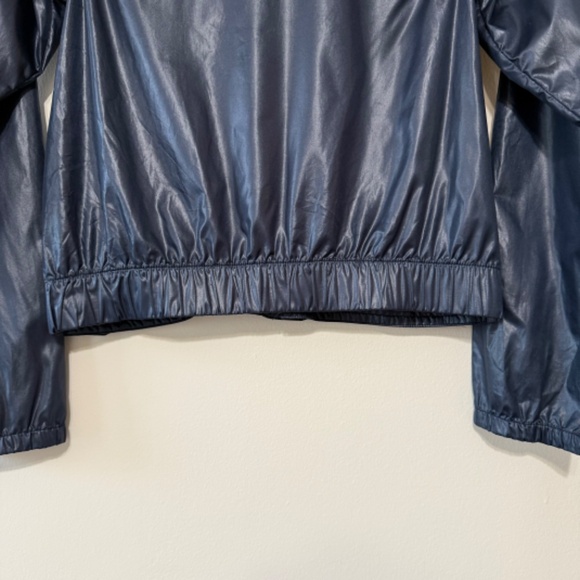 Proenza Schouler  Lightweight Metallic Shiny Coated Bomber Jacket Navy Blue - Picture 3 of 8